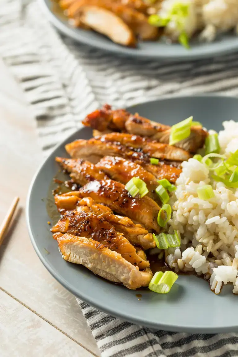 honey sesame chicken and rice