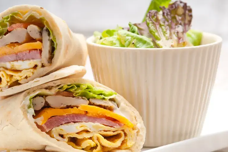 egg vegetable and cheese wrap