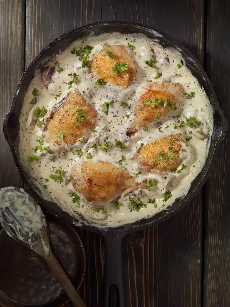 Chicken with Béchamel Sauce and mashed potato