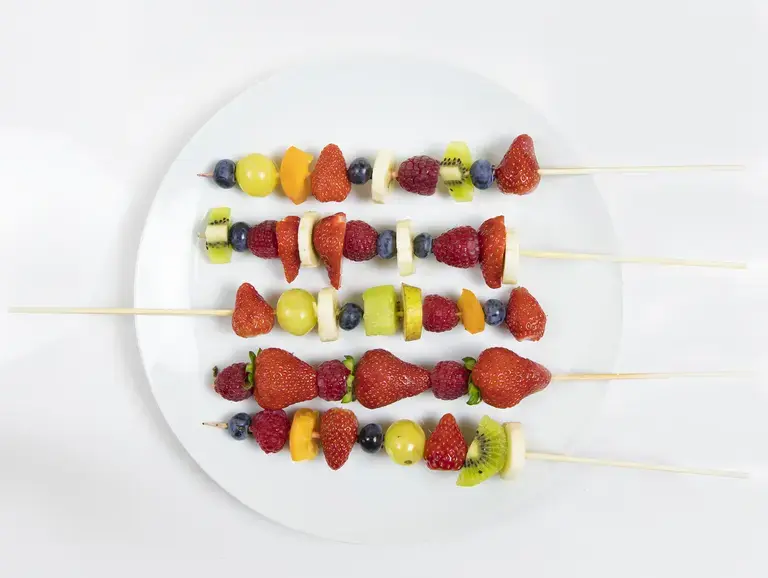 Grilled fruit skewers with yogurt honey dip