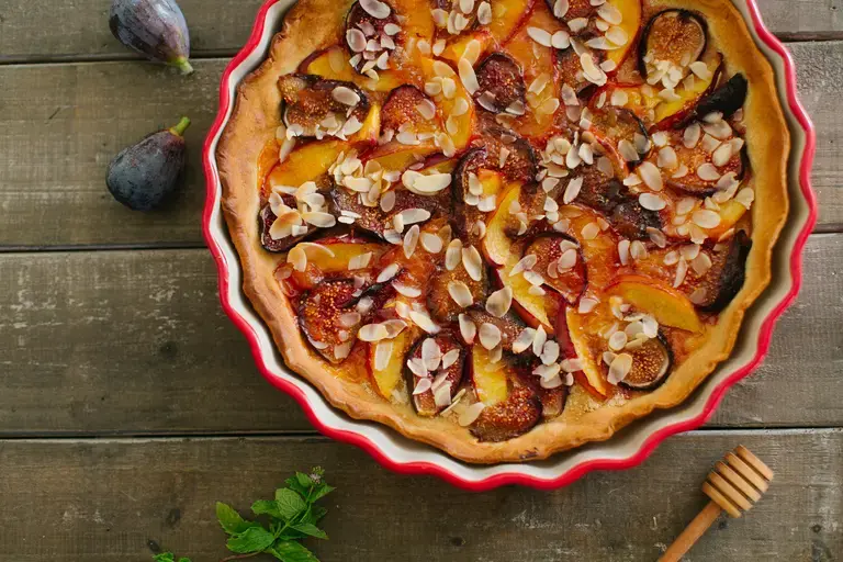 peach and almond tart