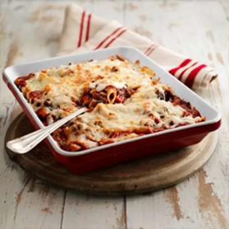 Baked Penne with Meat and Mushroom Bolognaise - media description