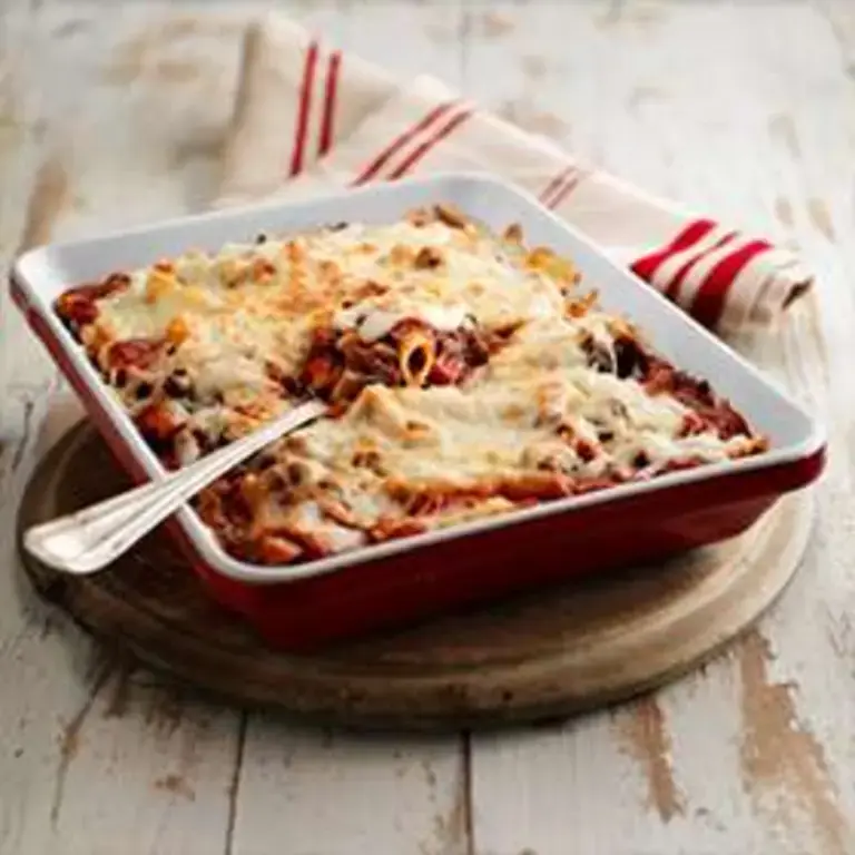 Baked Penne with Meat and Mushroom Bolognaise - media description