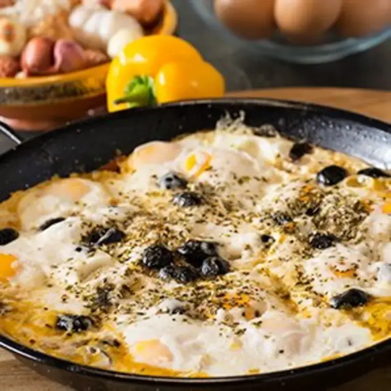 Crust-less shakshooka pizza - media description