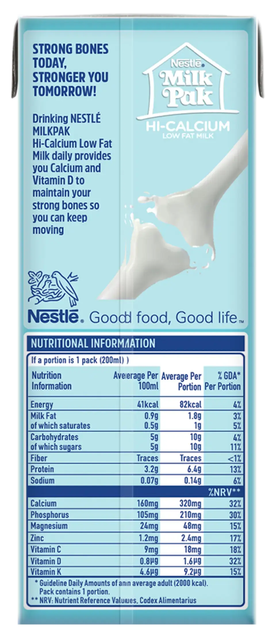 NESTLÉ NESVITA MILKPAK Hi-Calcium Low Fat Milk 200ml