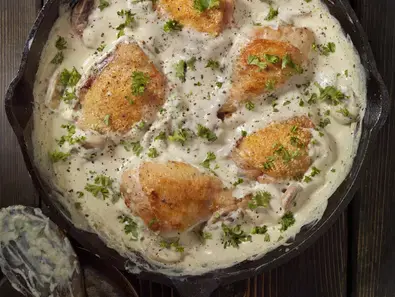 Chicken with Béchamel Sauce and mashed potato