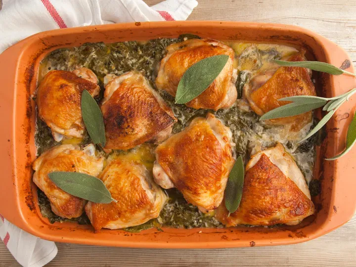 Chicken Thighs with Shallots &amp; Spinach