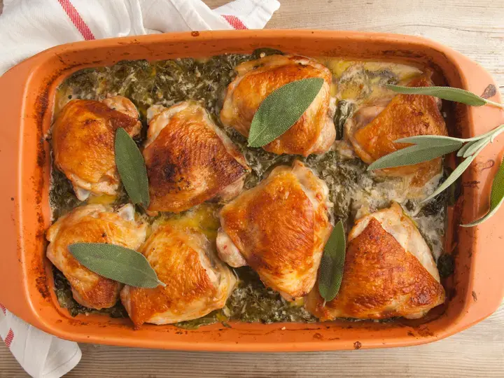 Chicken Thighs with Shallots &amp; Spinach