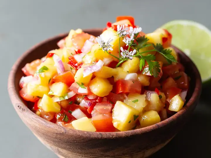 grilled shrimp with pineapple and mango salsa