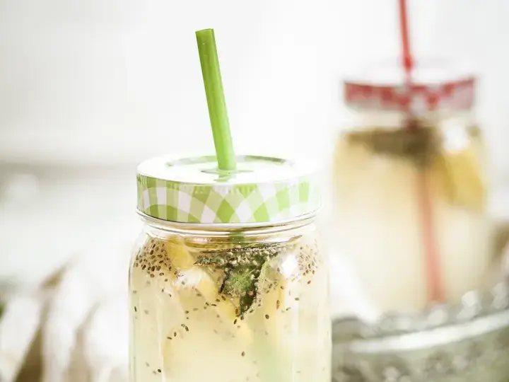 mint lemonade with basil seeds