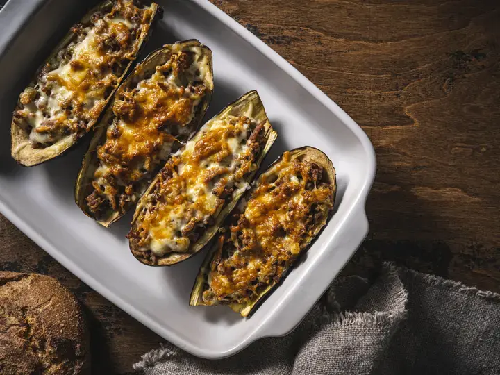 eggplants stuffed with savory mixture