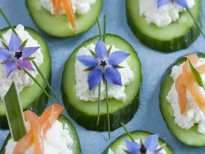Cucumber and cottage cheese snack