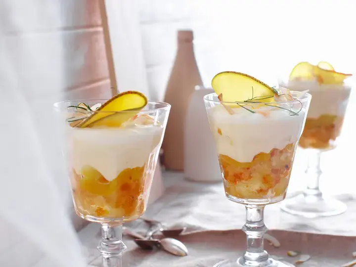 white chocolate and mango trifle