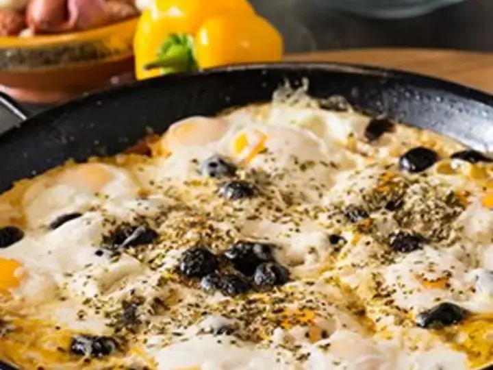 Crust-less shakshooka pizza - media description