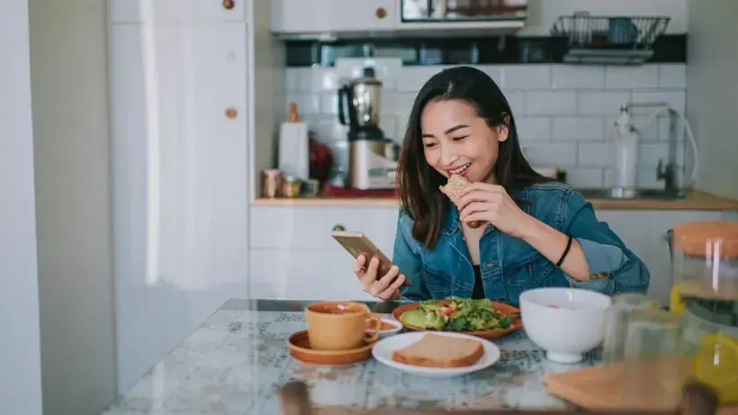 Looking at the phone