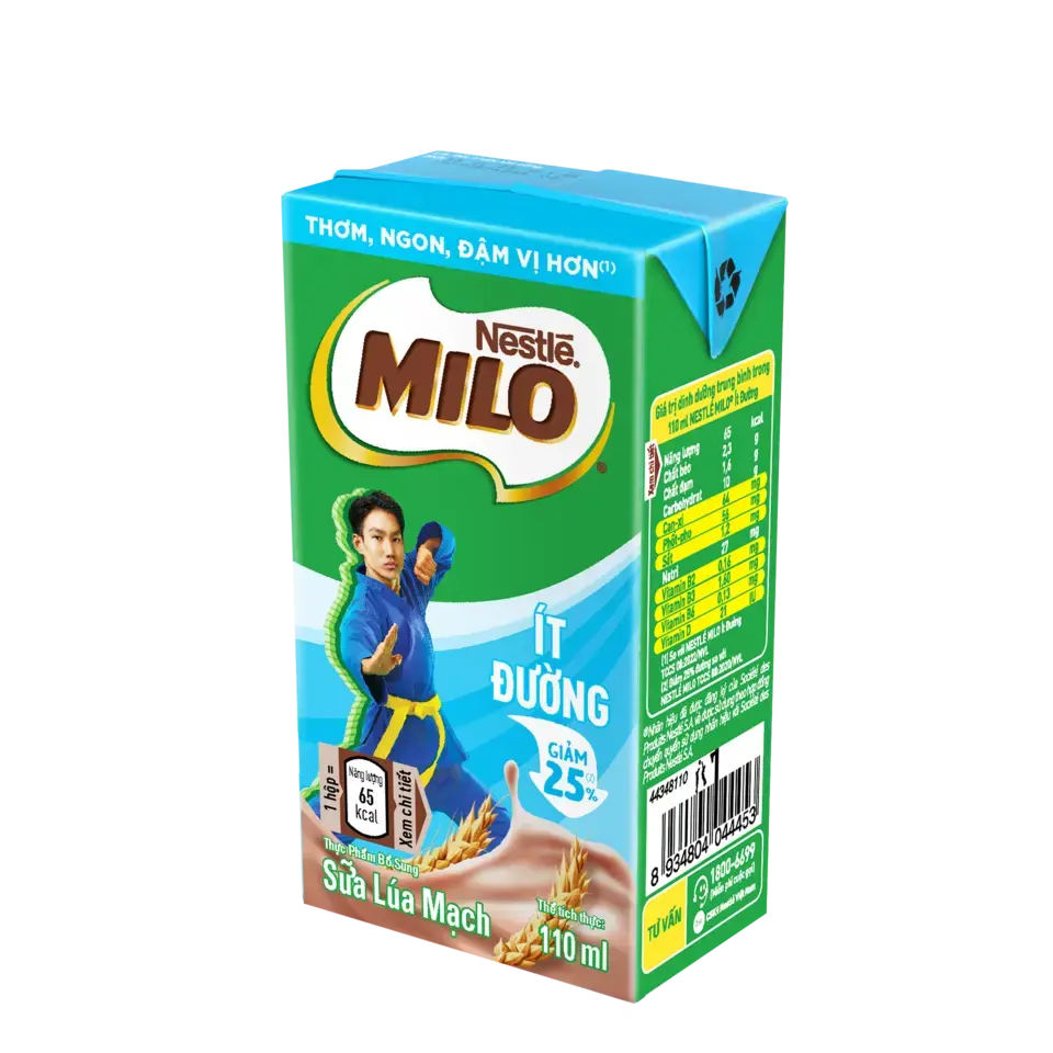 MILO HỘP ÍT ĐƯỜNG 110ML*