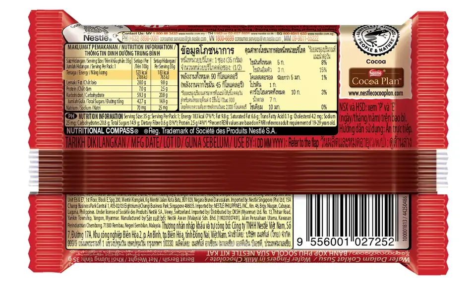 Bánh xốp phủ sôcôla sữa Nestlé KIT KAT